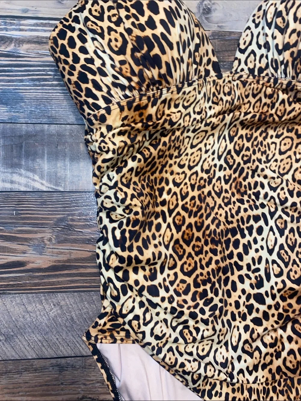 Victoria's Secret Leopard Print One-Piece Swimsuit in Tan and Black